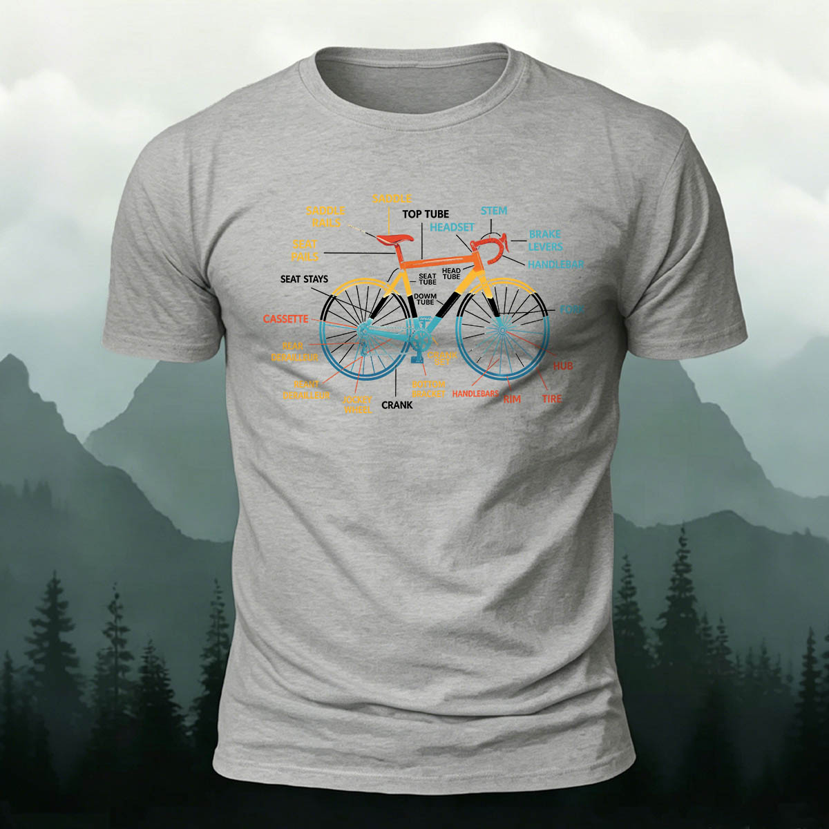 Bicycle Logo Minimalist Print Basic Cotton T-Shirt
