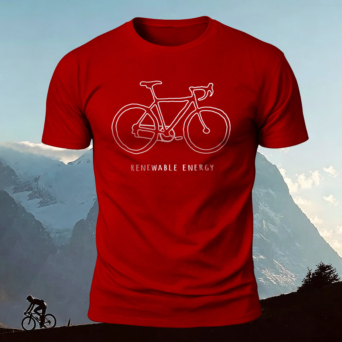 Bicycle Print Pattern Combed Cotton Comfort T-shirt