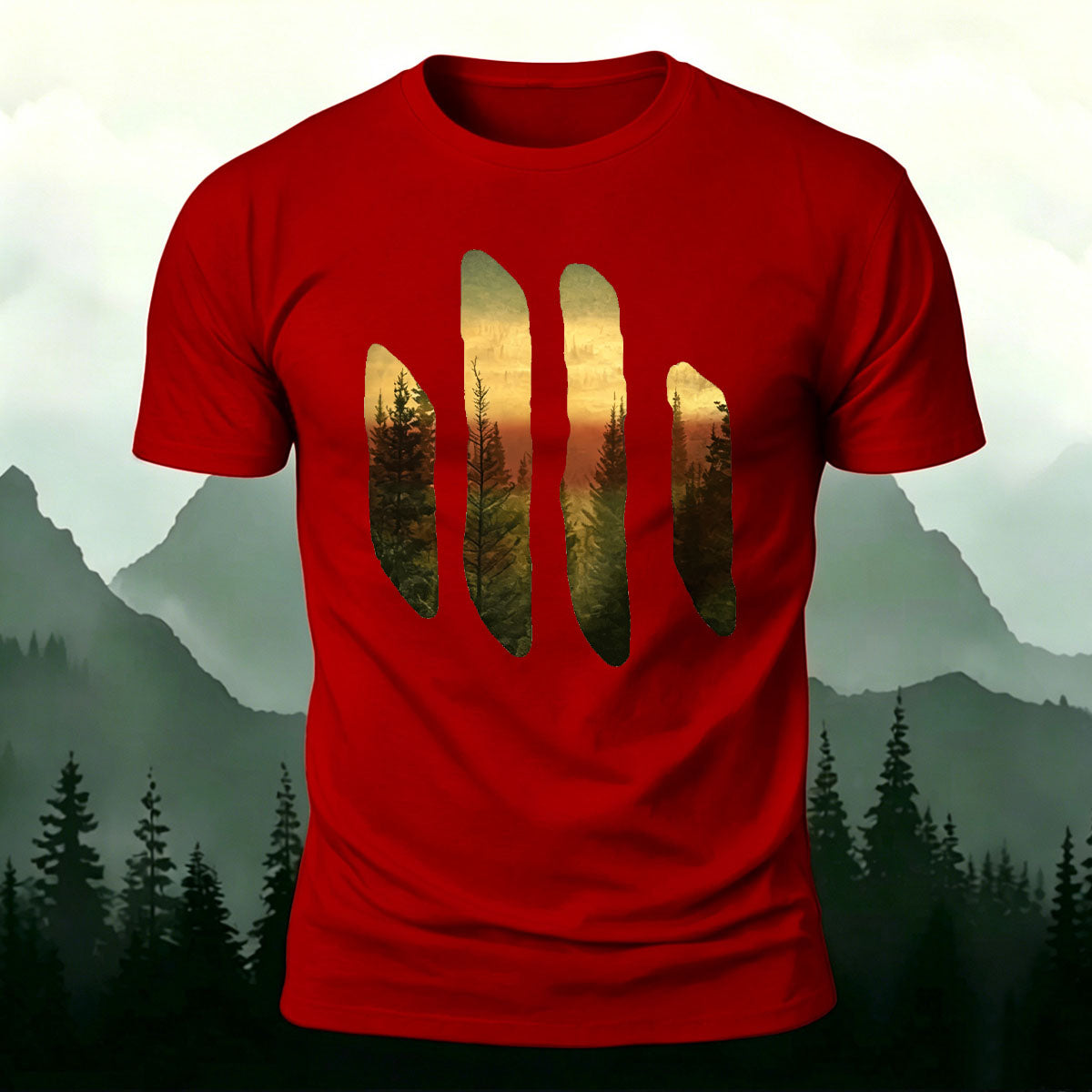 Beautiful Scenery Pattern Retro Casual Cotton T-Shirt