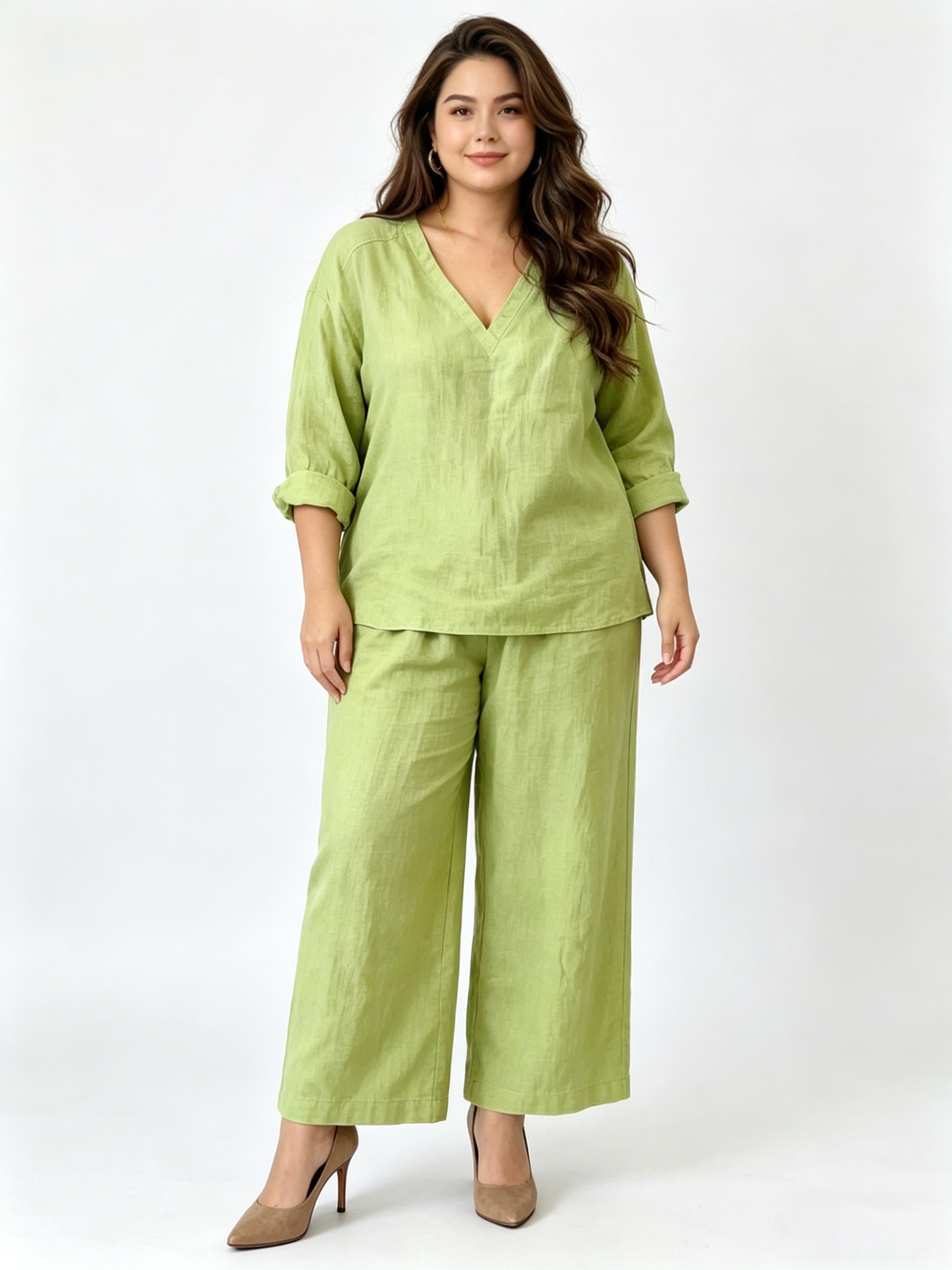 Minimalist Stylish Casual V-neck Comfortable Set