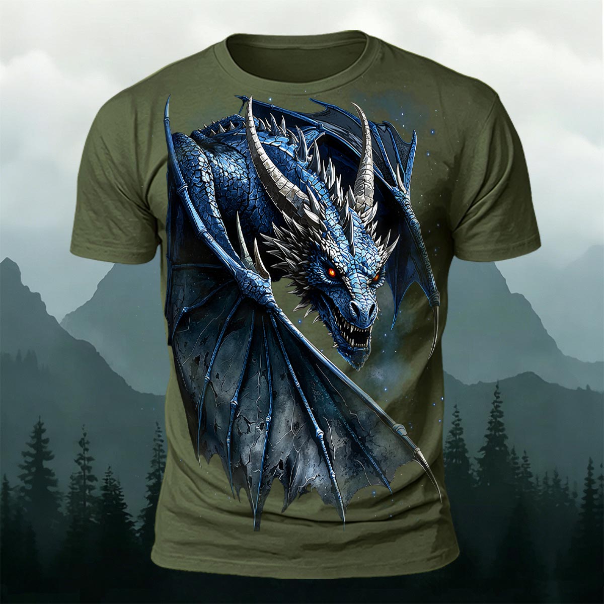 Fierce Dragon Print Cool Casual Sublimation T-Shirt