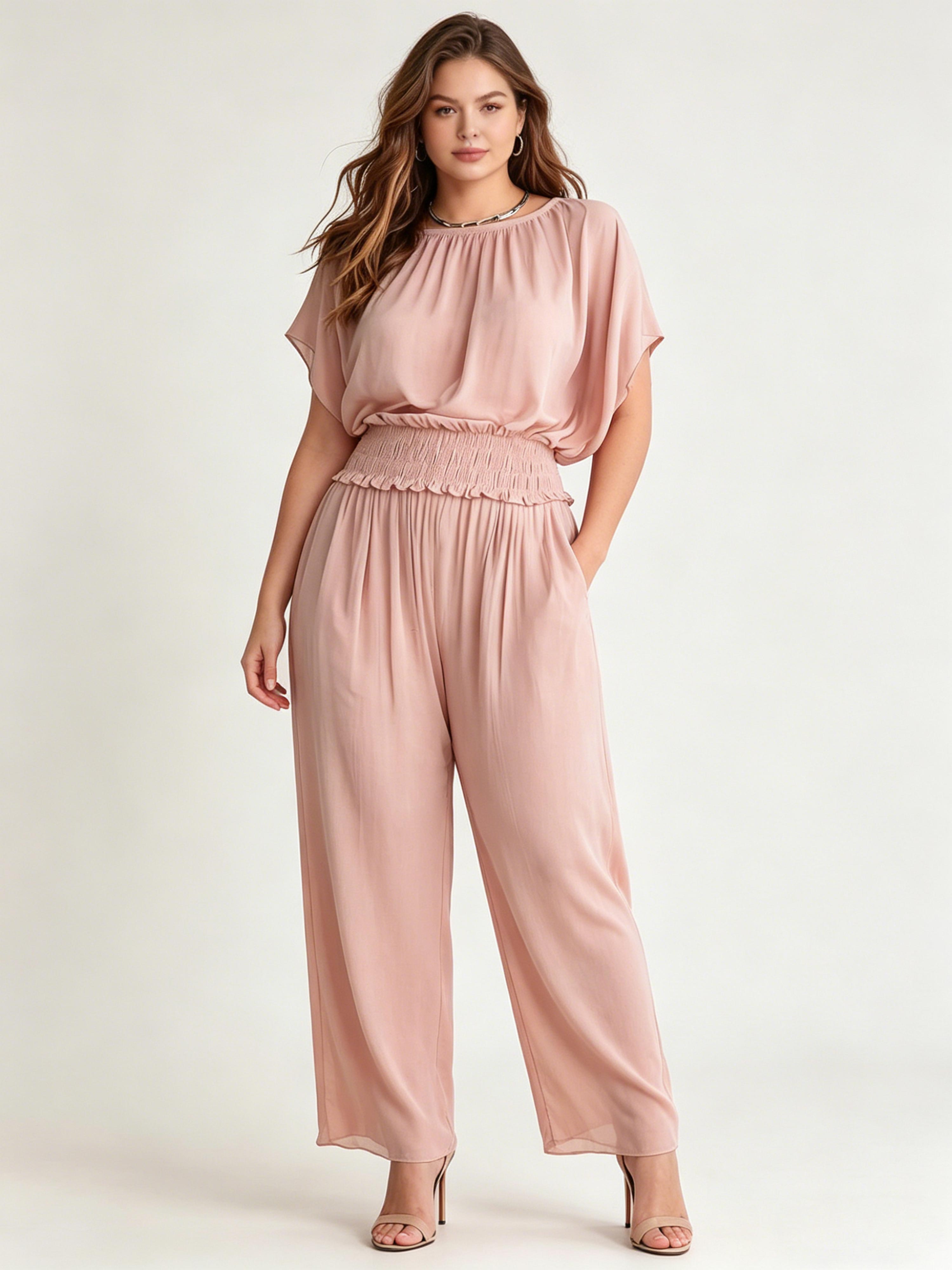 A Fitted Waist Elegant And Delicate Long Chiffon Set