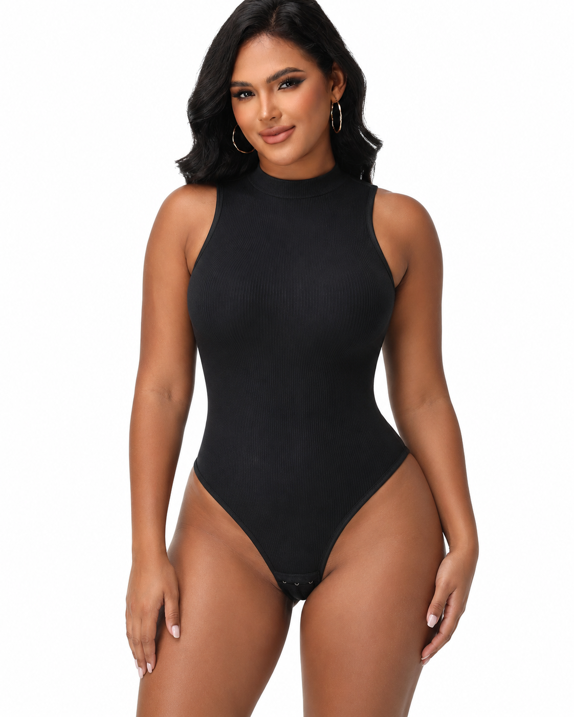 High Neck Sculpt Thong Bodysuit Belly Control Shapewear