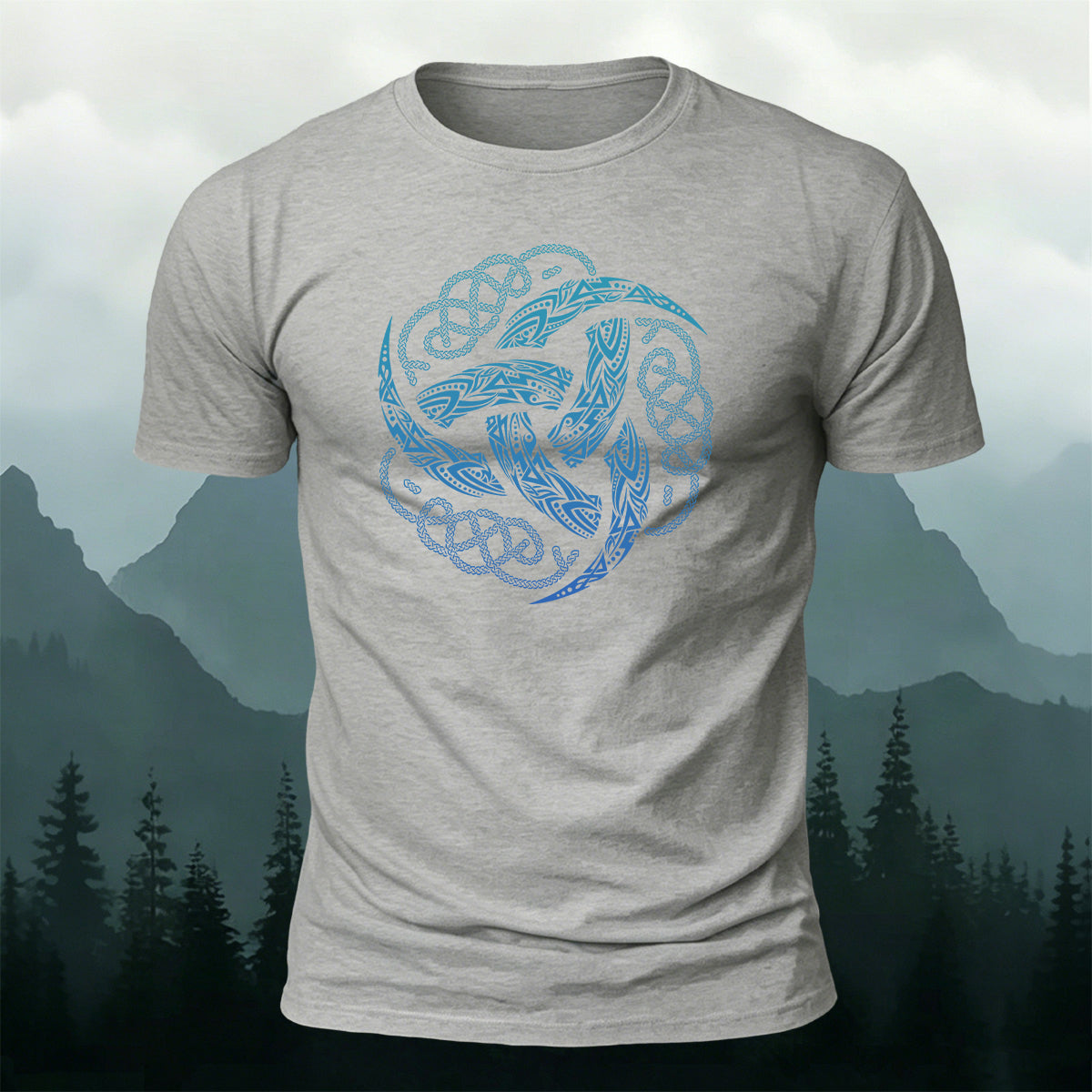 Viking Mythology Totem Print Casual Cotton T-Shirt