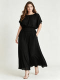 A Fitted Waist Elegant And Delicate Long Chiffon Set