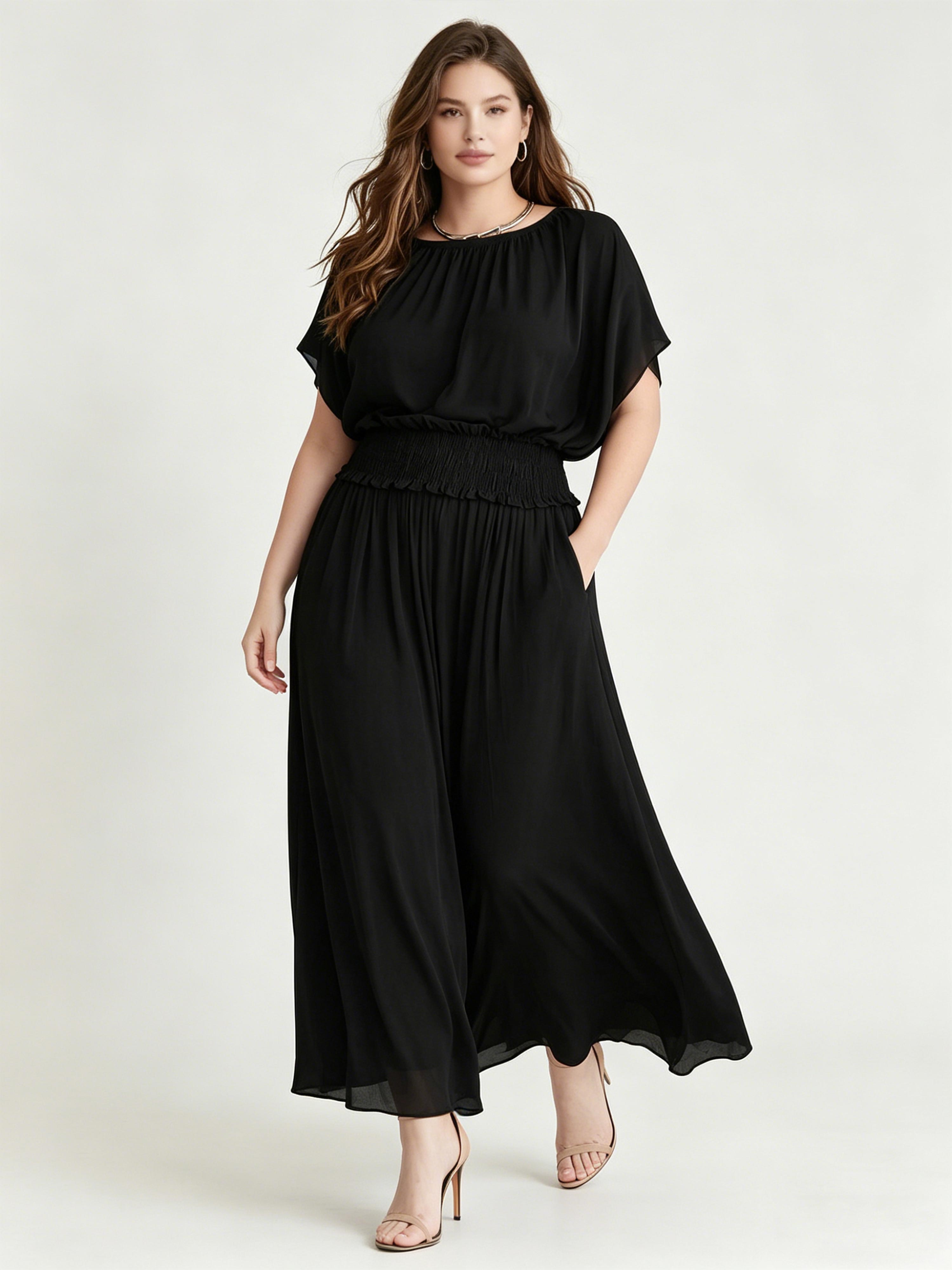 A Fitted Waist Elegant And Delicate Long Chiffon Set