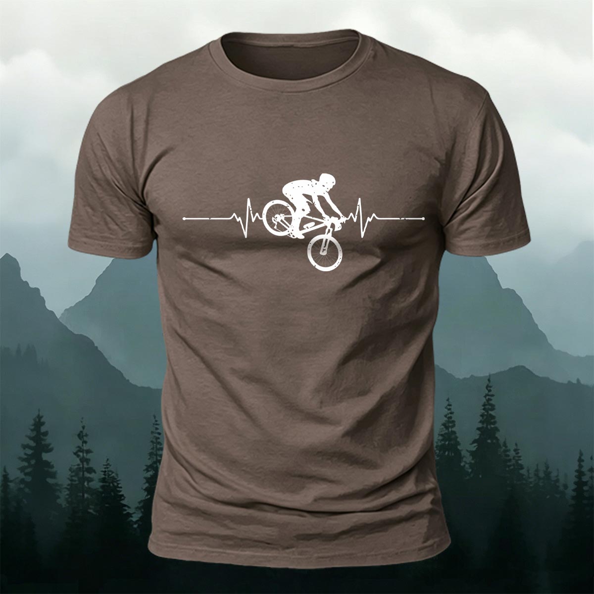 Minimalist Cycling Pattern Soft Comfortable Cotton T-Shirt