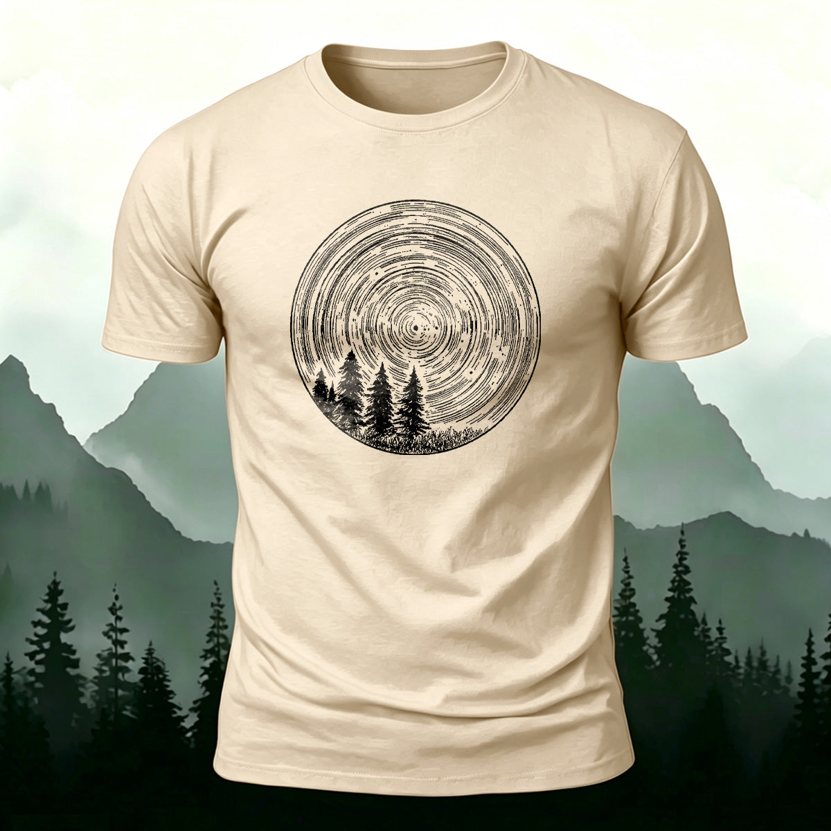 Circular Pattern Print Minimalist Breathable Material T-shirt