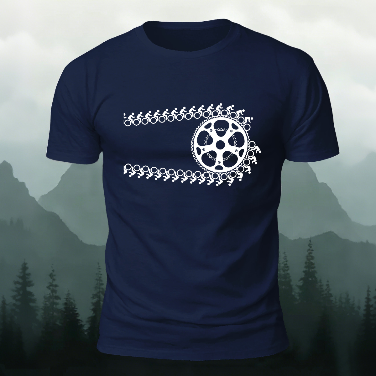 Artistic Cycling Pattern Outdoor Style Skin-Friendly T-Shirt