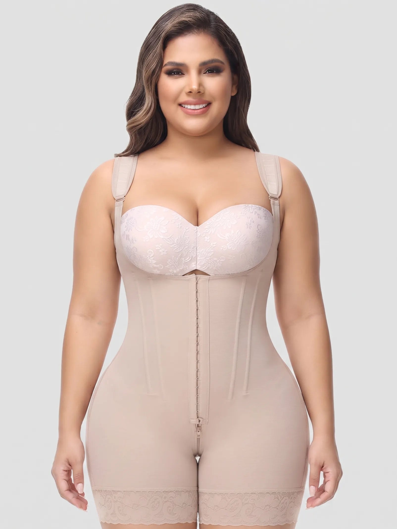 Steel Bone Hook Eye Mesh Shaping Bodysuit