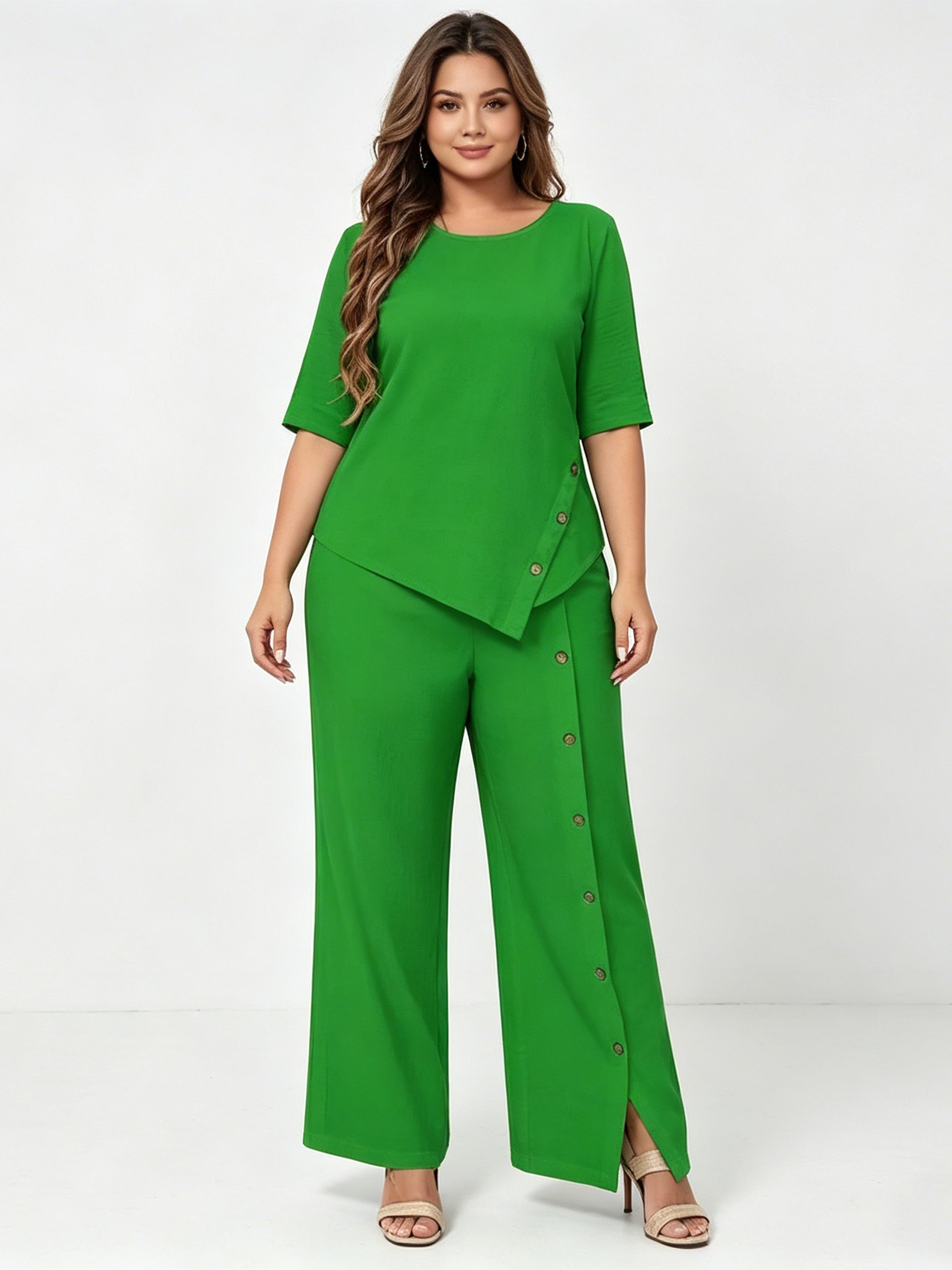 Irregular Hem Fashion Casual Button Loose Set