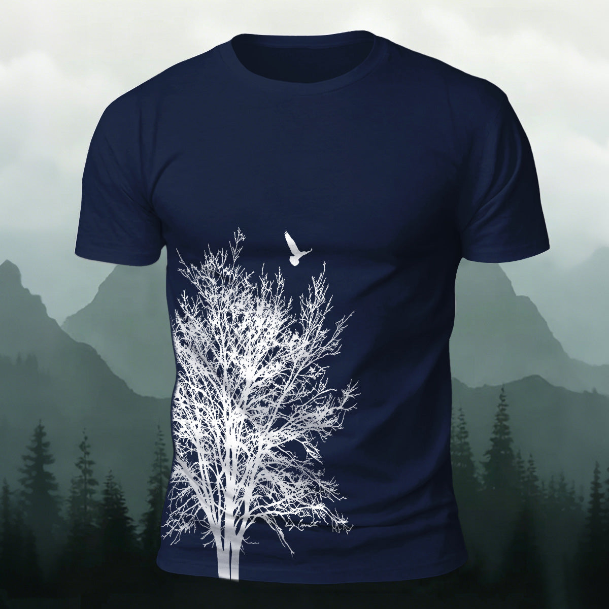 Minimalist  Tree Pattern Natural Style Casual T-Shirt