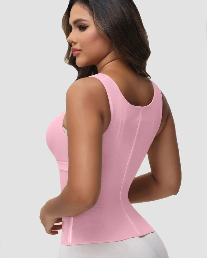 Boned Latex Waist Trainer with Built-in Bra Vest