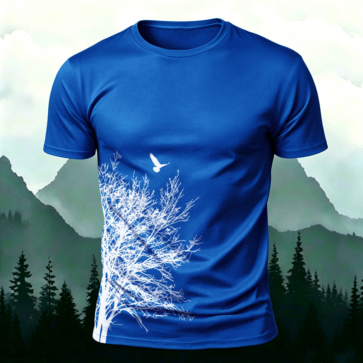 Minimalist  Tree Pattern Natural Style Casual T-Shirt