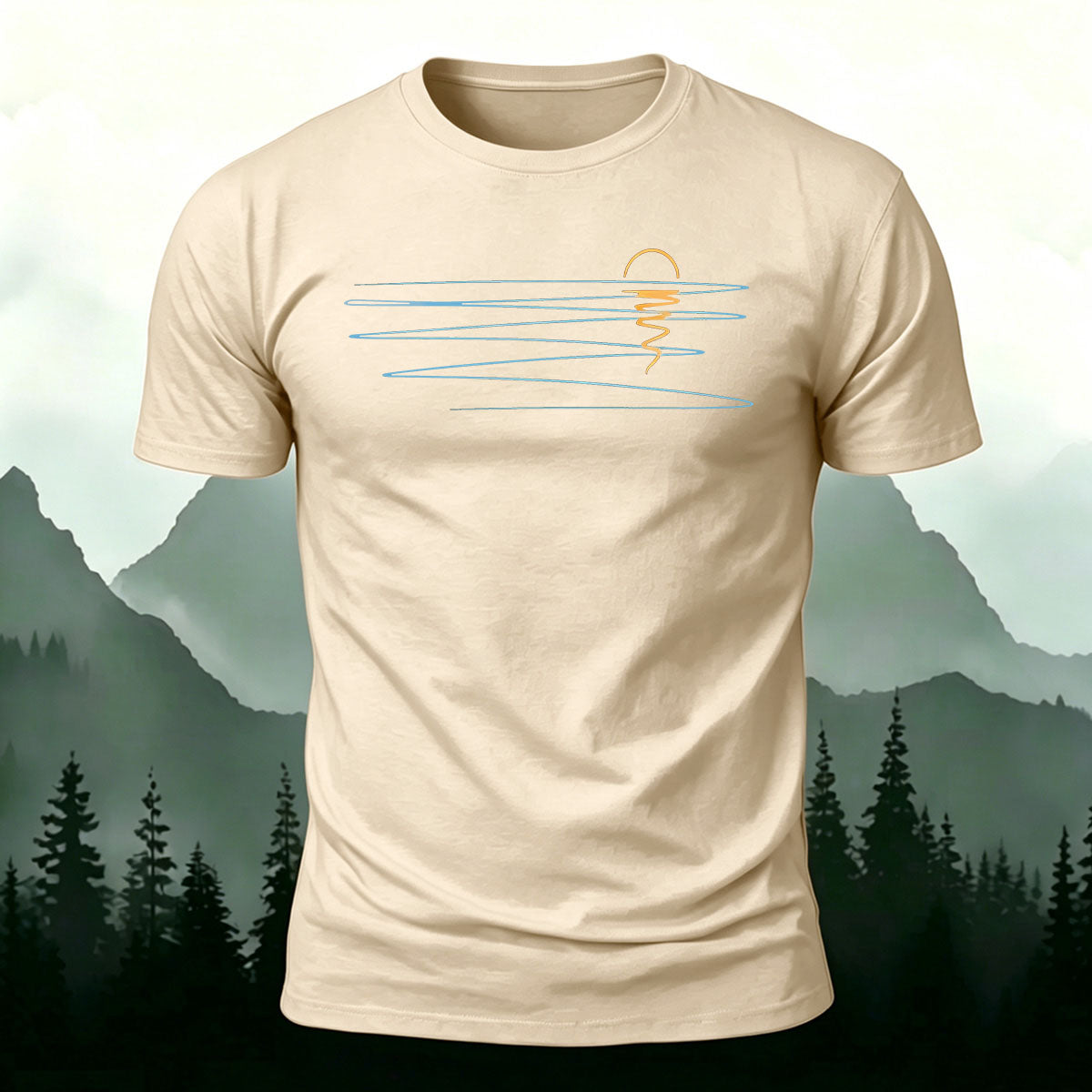 Sunset Line Pattern Minimalist Skin-friendly Casual T-Shirt