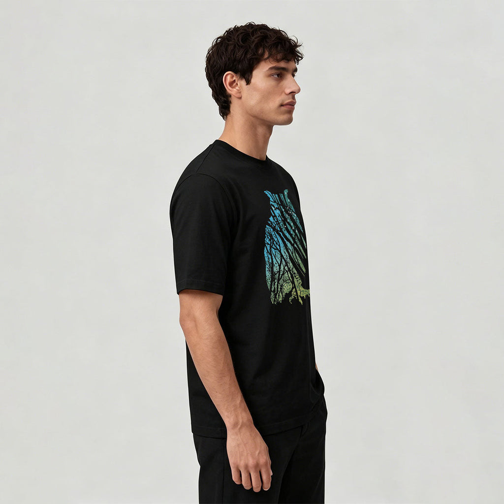 Tech Owl Art Print Casual Cotton T-Shirt