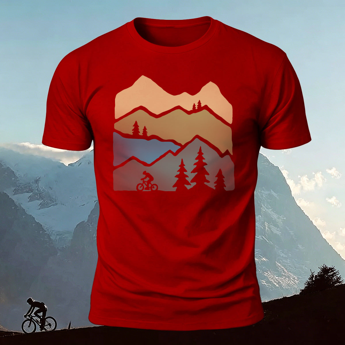 Mountain Biking Print Outdoor Casual Cotton T-Shirt