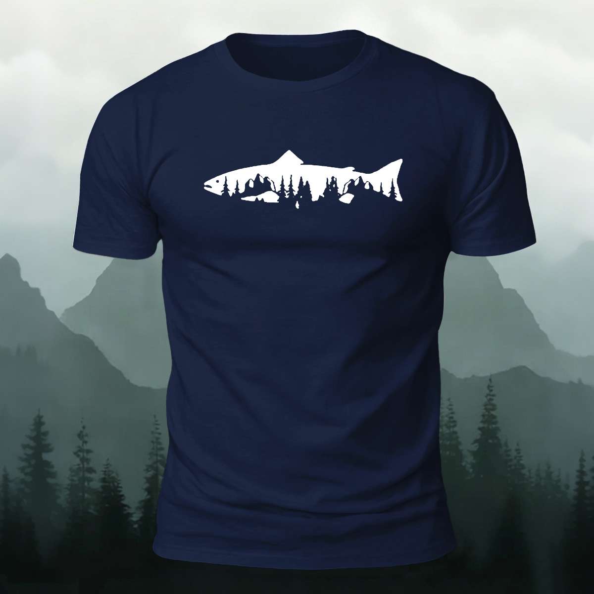 Fish Print Natural Casual Premium Cotton T-Shirt