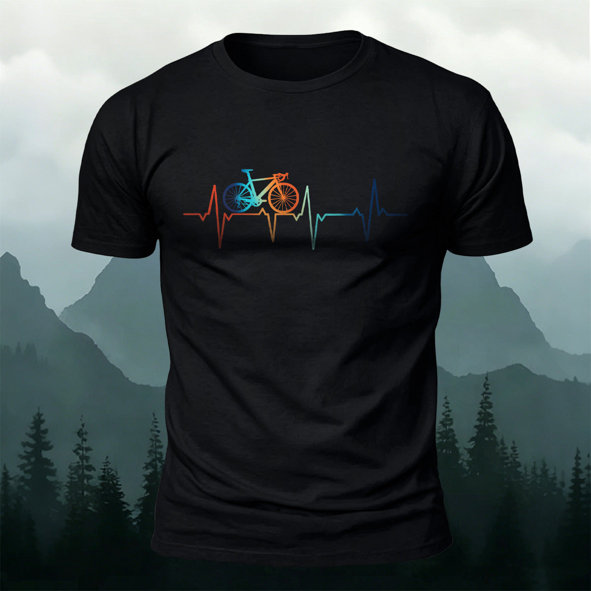 Bicycle Color Print Natural Soft-touch Feel T-Shirt