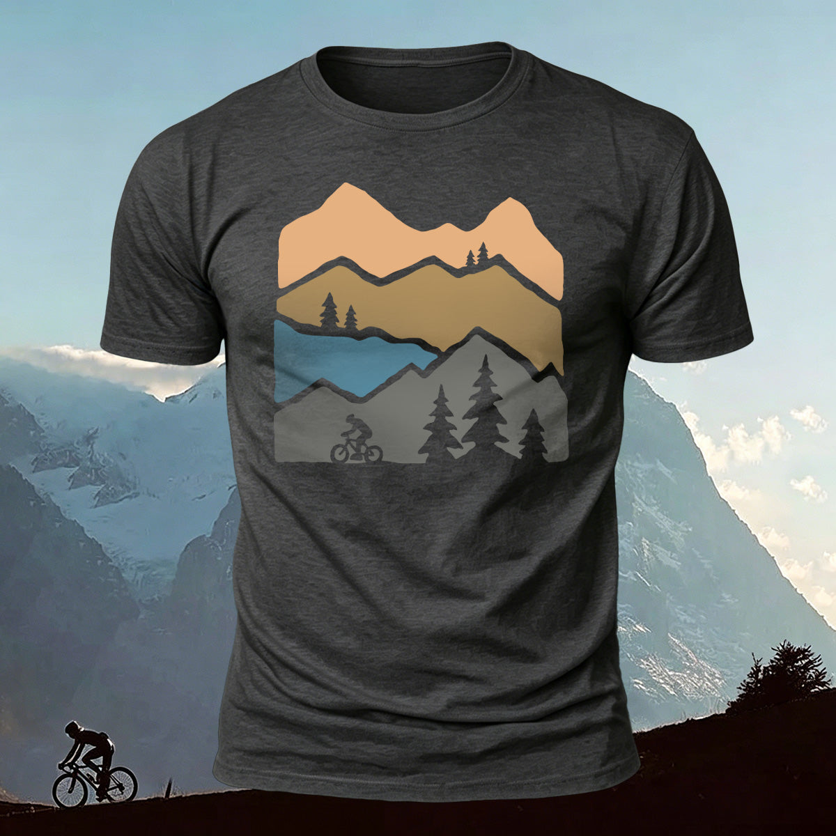 Mountain Biking Print Outdoor Casual Cotton T-Shirt