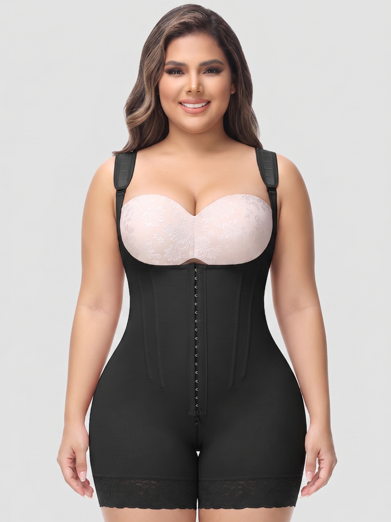 Steel Bone Hook Eye Mesh Shaping Bodysuit