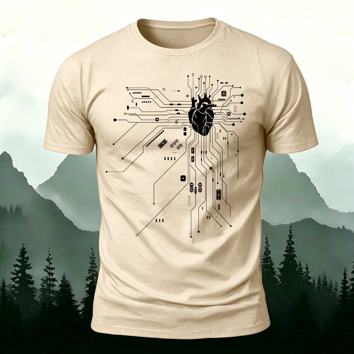 Creative Heart Pattern Combed Cotton T-Shirt