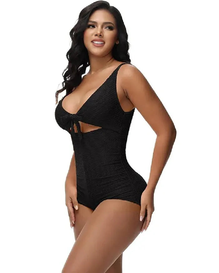 Double Layer Tummy Control Shaper Tie One Piece Swimsuit