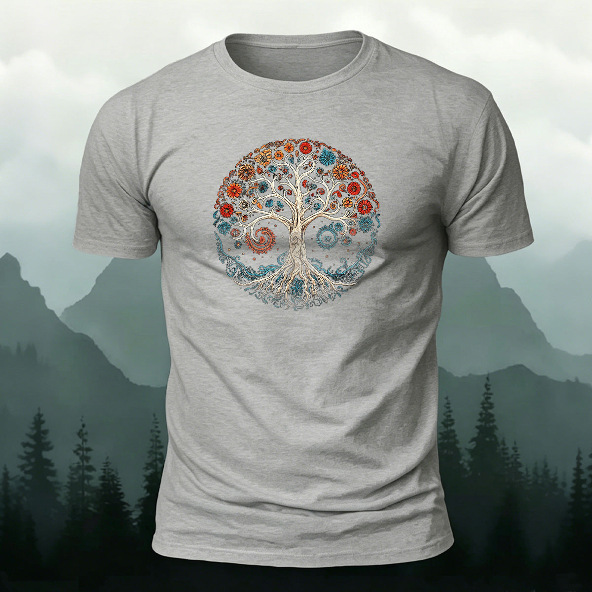 Bloom Tree Print Soft-touch Feel Cotton T-Shirt