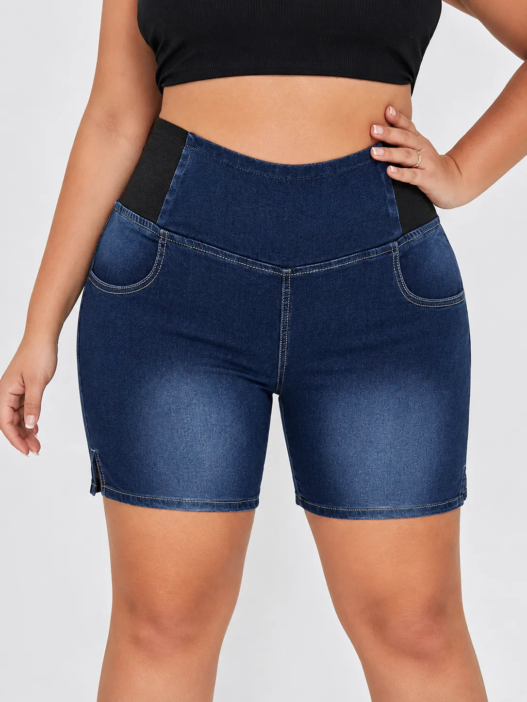 Women's Mid-Rise Butt-Lifting Loose-Fit Washed Denim Shorts