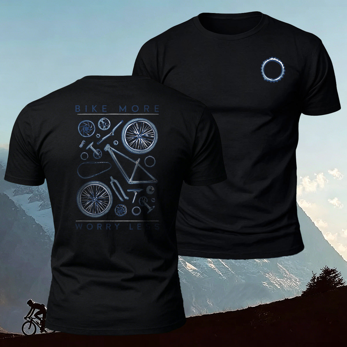 Bicycle Parts Print 100% Cotton Casual T-Shirt