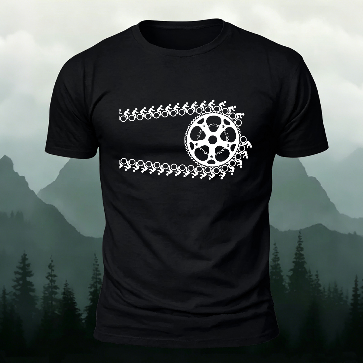 Artistic Cycling Pattern Outdoor Style Skin-Friendly T-Shirt