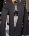 Stylish Slim Personality Double Breasted Flared Pants
