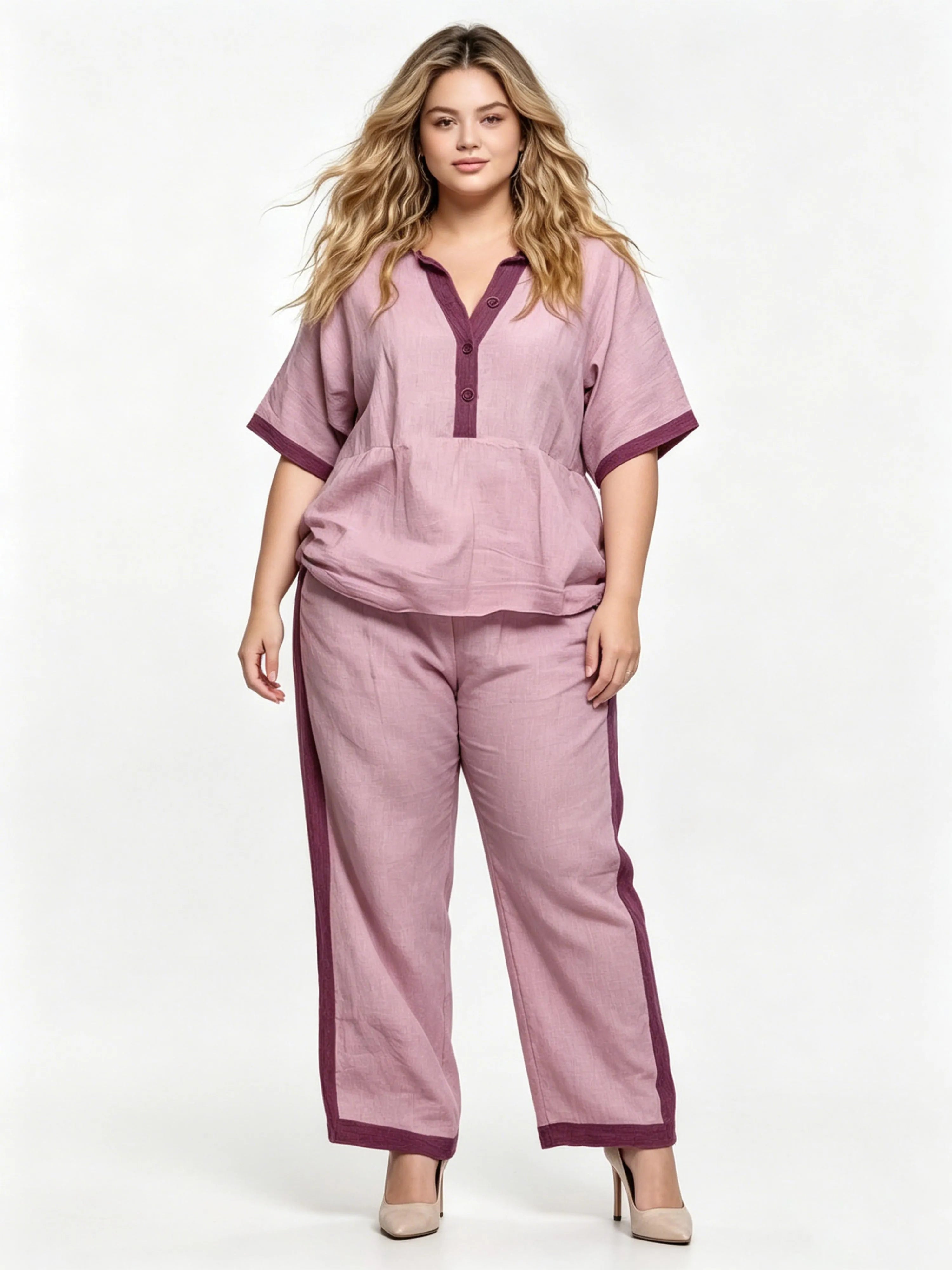 Women's Cotton-Linen Casual Loose-Fit Wide-Leg Pants Set