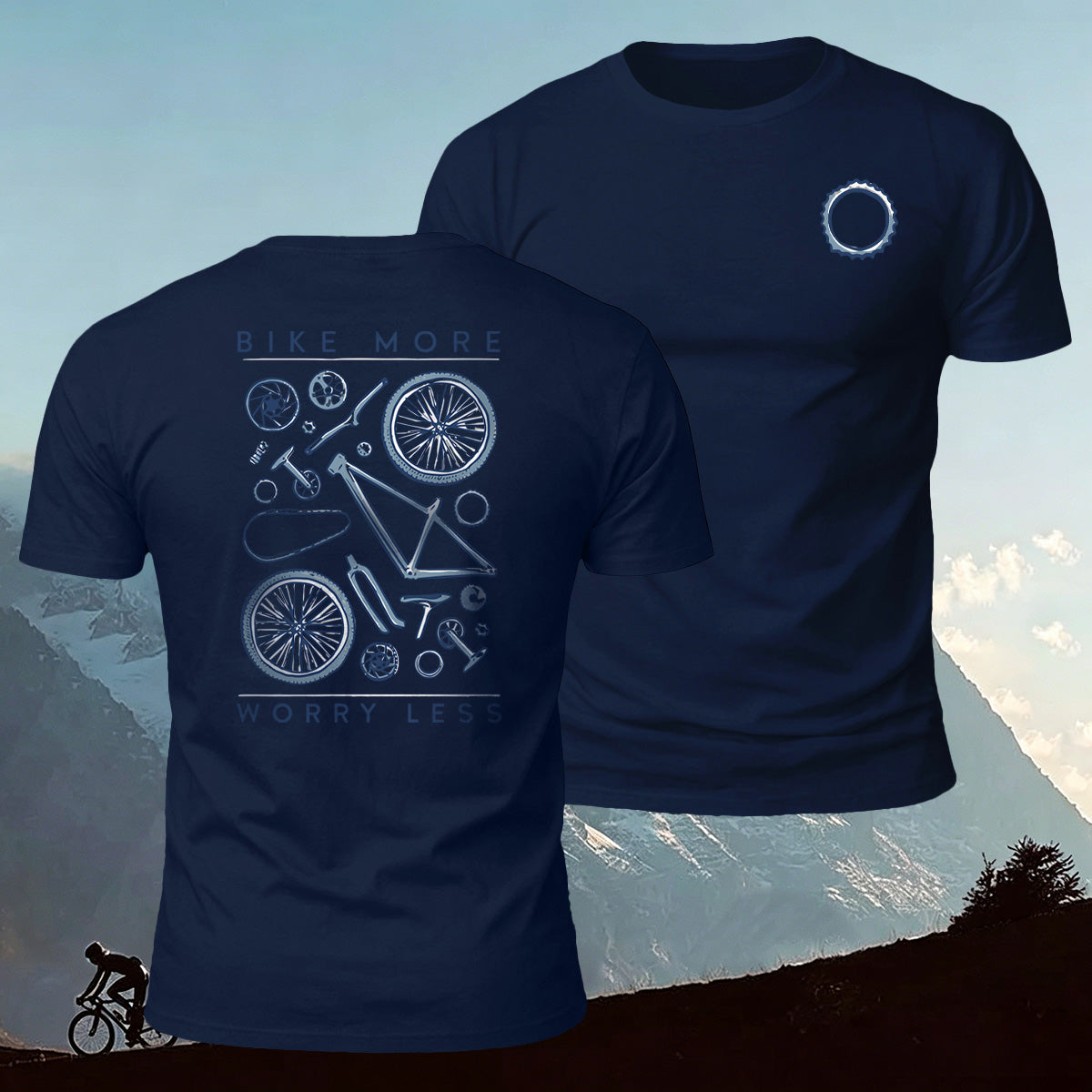 Bicycle Parts Print 100% Cotton Casual T-Shirt