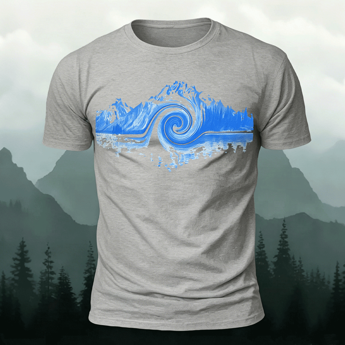 Abstract Landscape Print Premium Cotton Casual T-Shirt