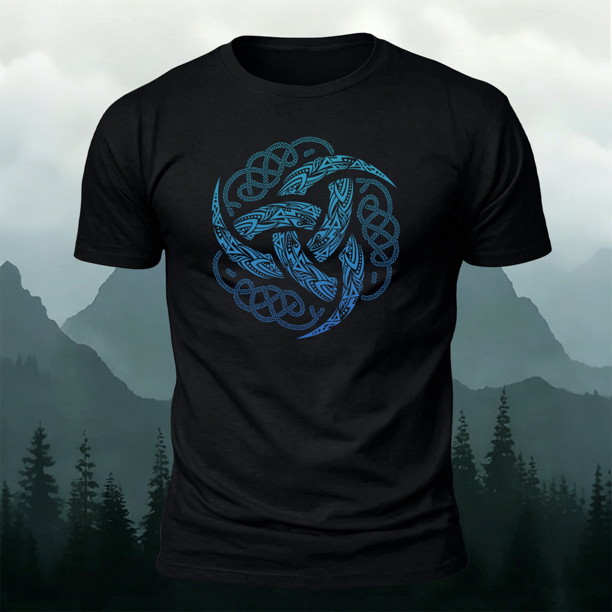 Viking Mythology Totem Print Casual Cotton T-Shirt