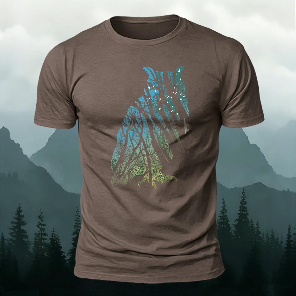 Tech Owl Art Print Casual Cotton T-Shirt