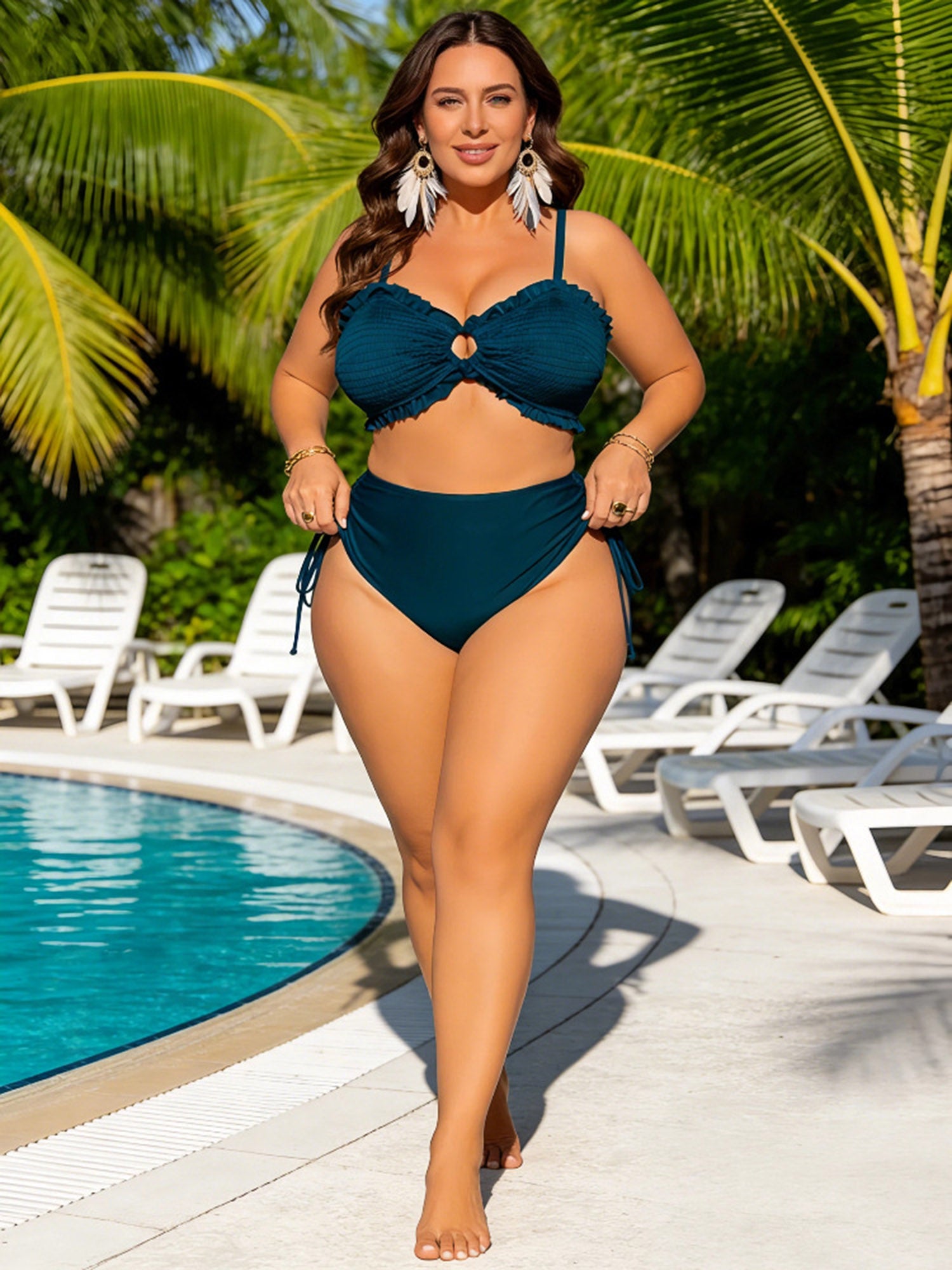 Detachable Strap Sexy High-Waist Bikini Vacation Swimsuit