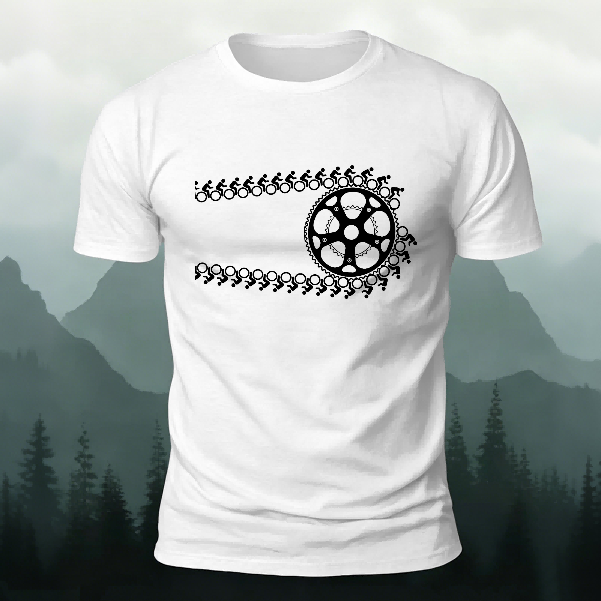 Artistic Cycling Pattern Outdoor Style Skin-Friendly T-Shirt