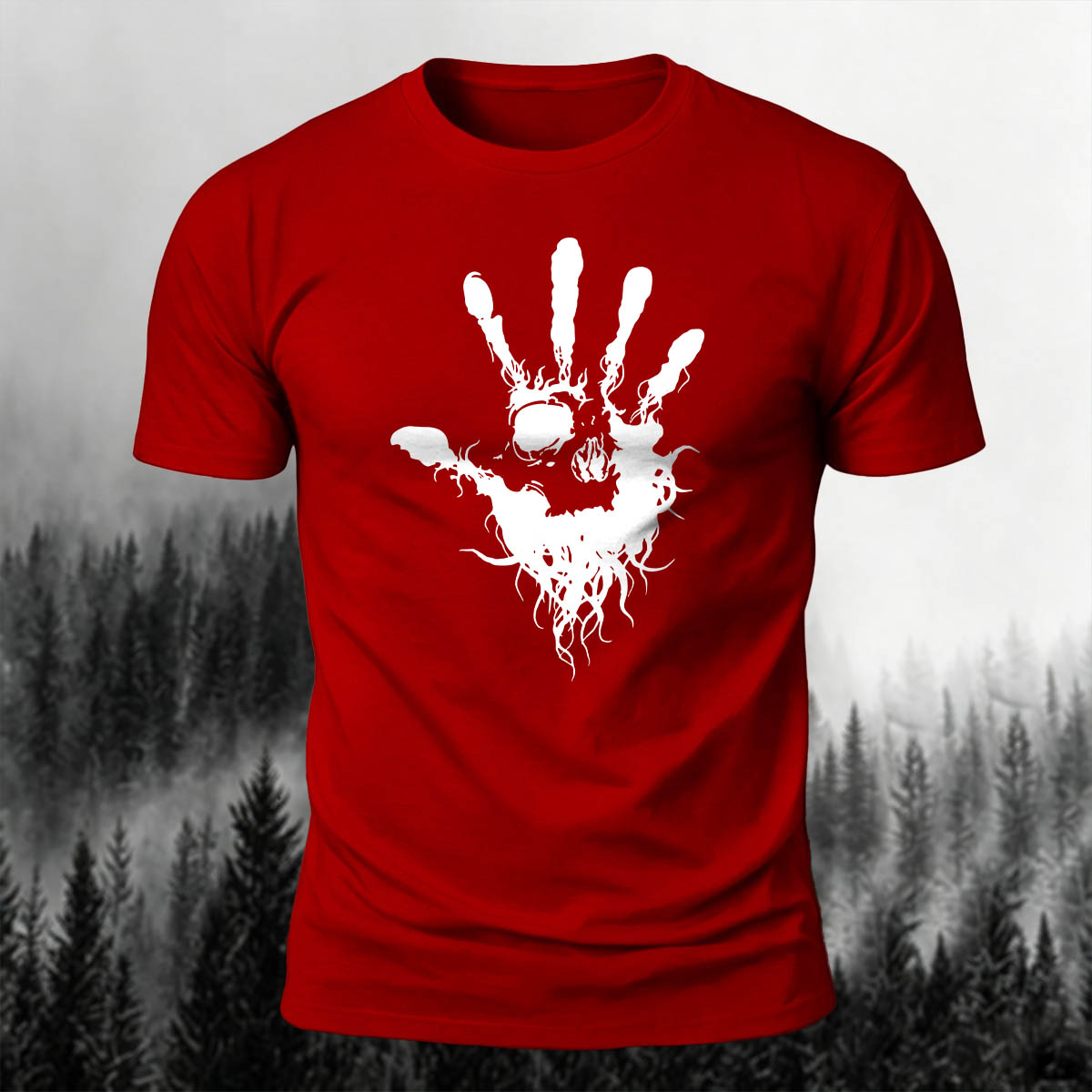 Cotton Skull Face Palm Print Outdoor T-Shirt
