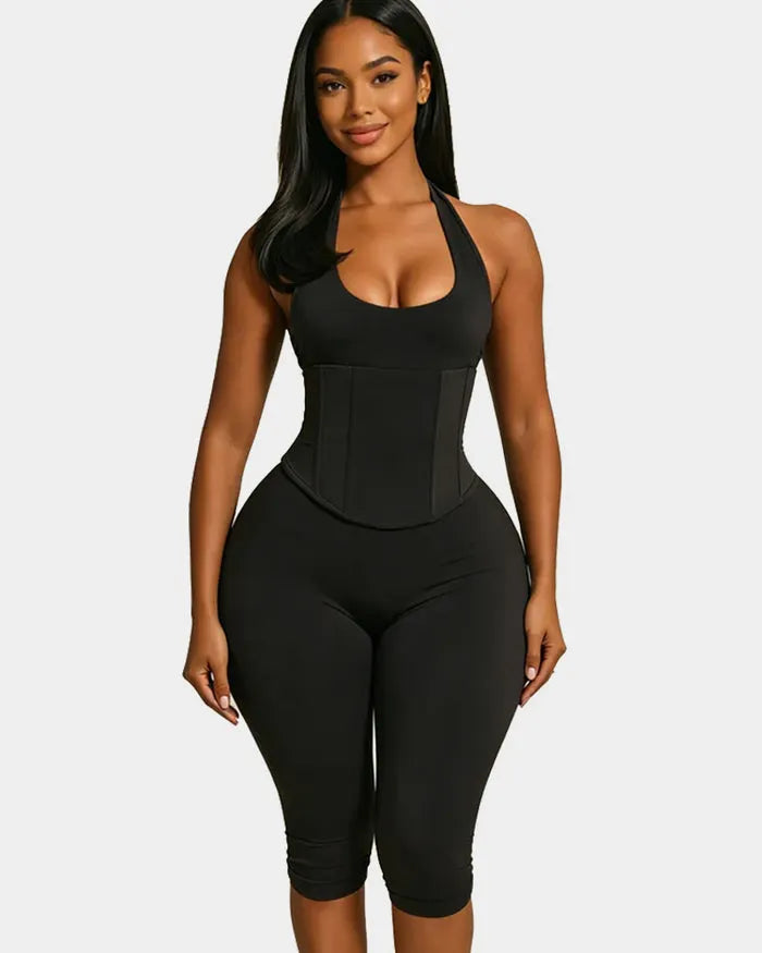 Comfortable, Waist-Cinching, Open-Back Athletic Shapewear And Cropped Legging