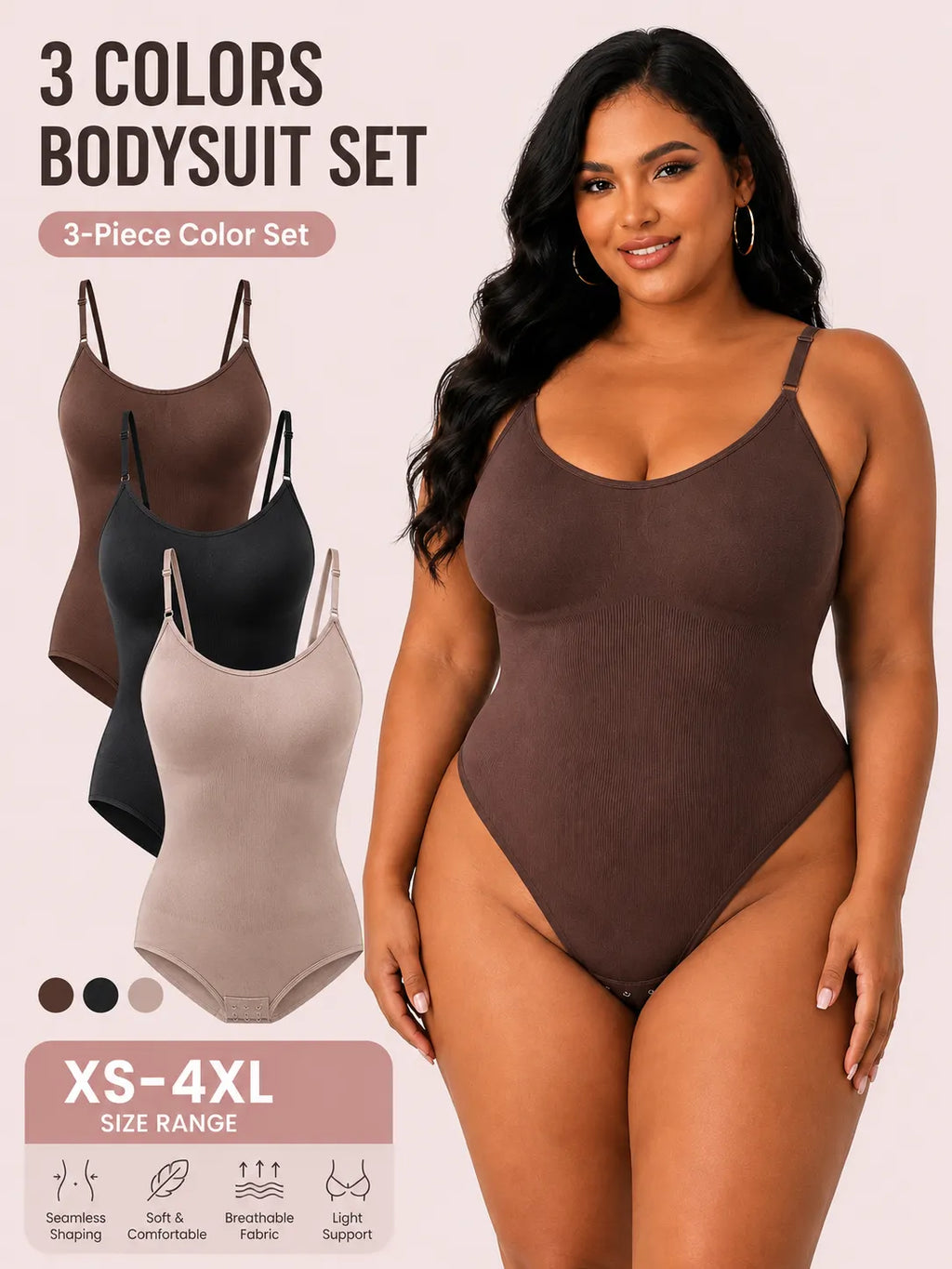 🔥3 PCS just $39.99🔥Tummy Control Bodysuit Thin Strap Butt Lifting Shapewear
