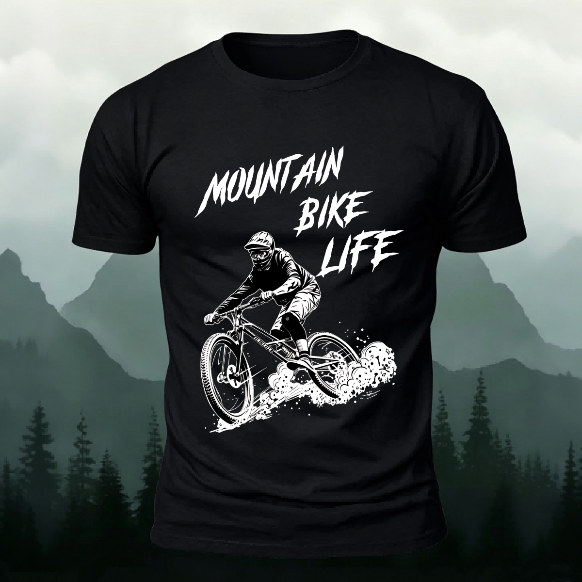 Mountain Biking Print Breathable Material T-Shirt