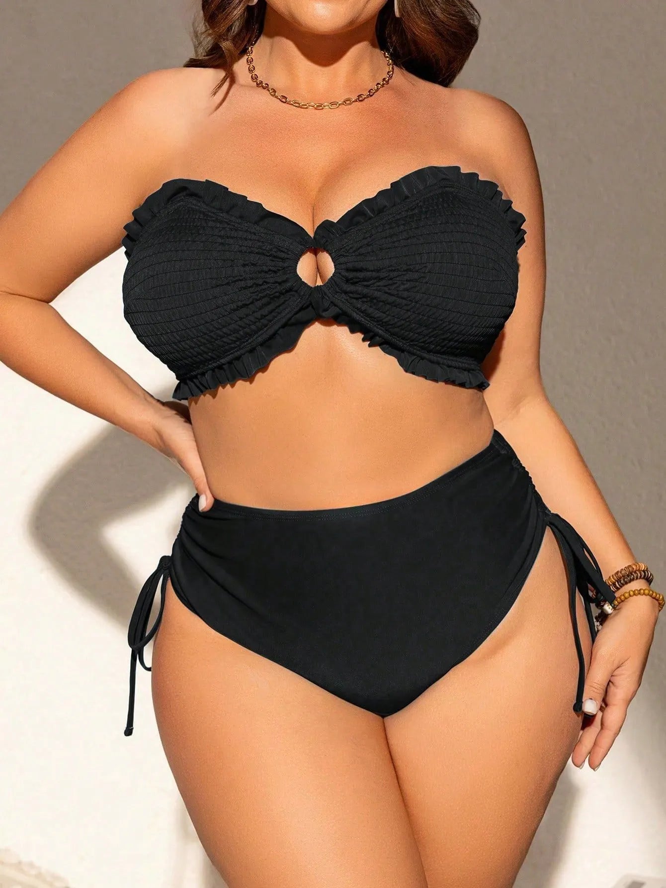 Detachable Strap Sexy High-Waist Bikini Vacation Swimsuit