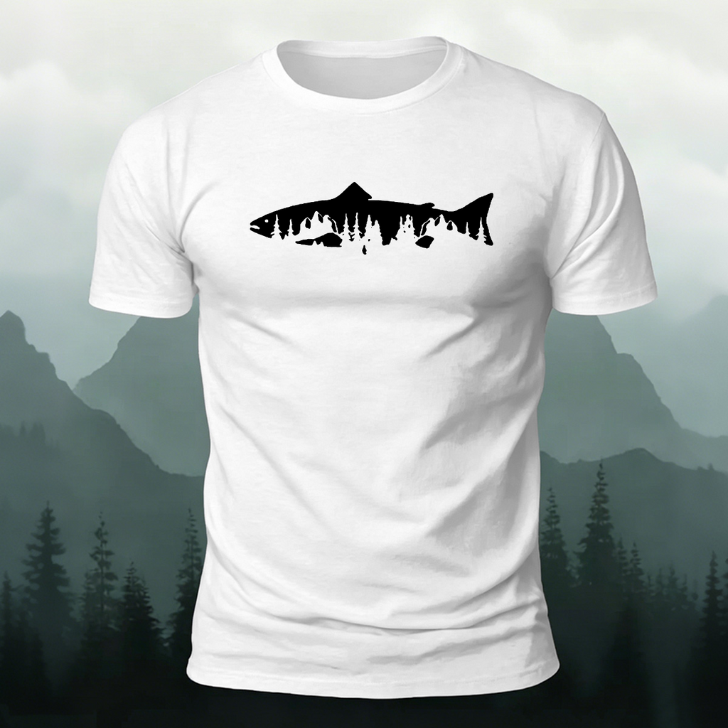 Fish Print Natural Casual Premium Cotton T-Shirt