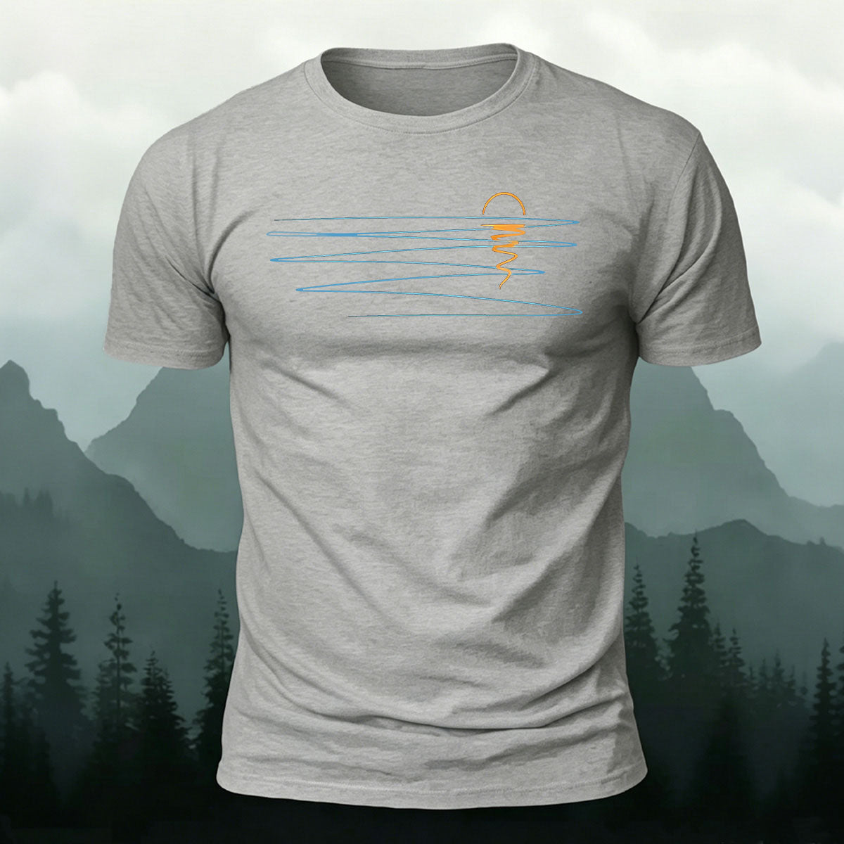 Sunset Line Pattern Minimalist Skin-friendly Casual T-Shirt