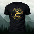 Artistic Graphics Pattern Mountain-Style Cotton T-Shirt