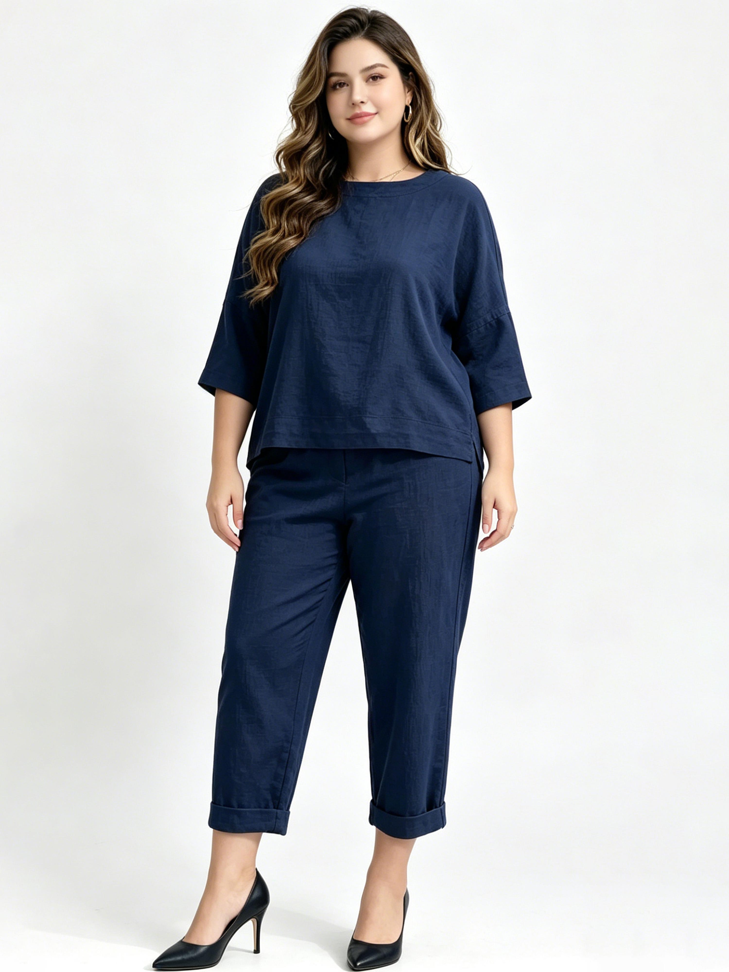 New Arrival Cotton Linen Loose Comfortable Casual Set