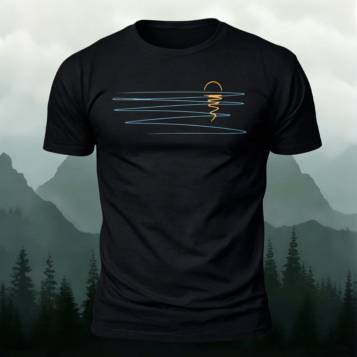Sunset Line Pattern Minimalist Skin-friendly Casual T-Shirt