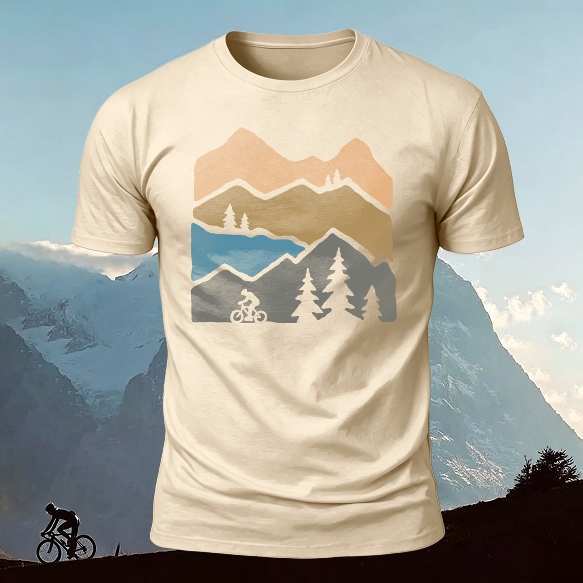 Mountain Biking Print Outdoor Casual Cotton T-Shirt